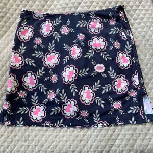 Golftini navy/pink/green flower golf skirt side zip with pockets - 4L